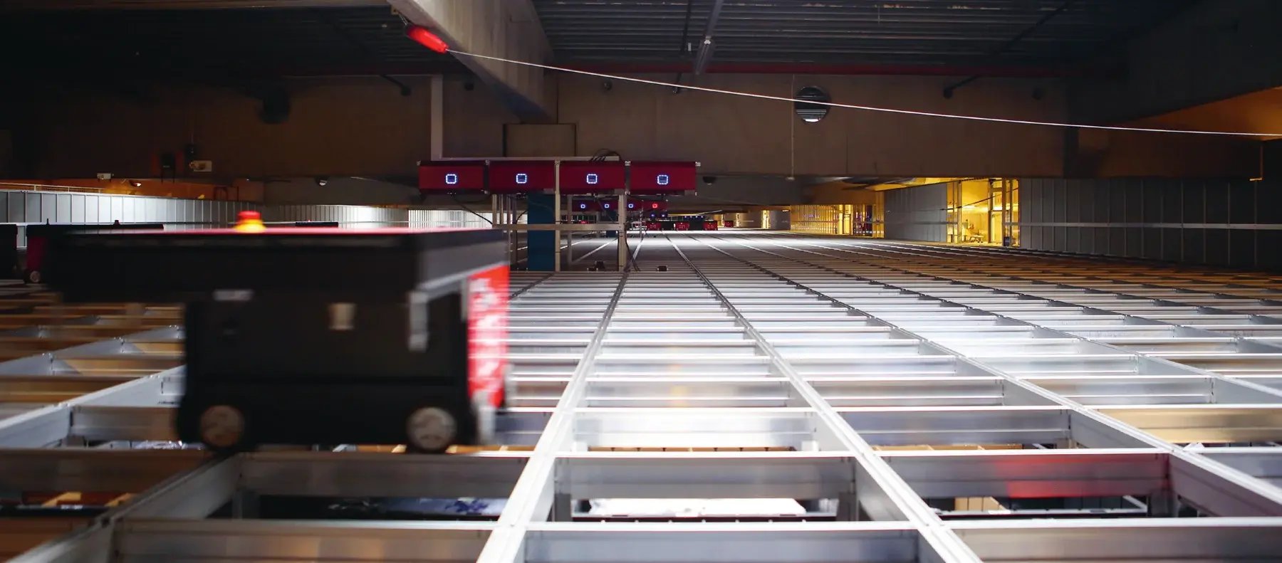 AutoStore system inside Spedify's warehouse in Askim